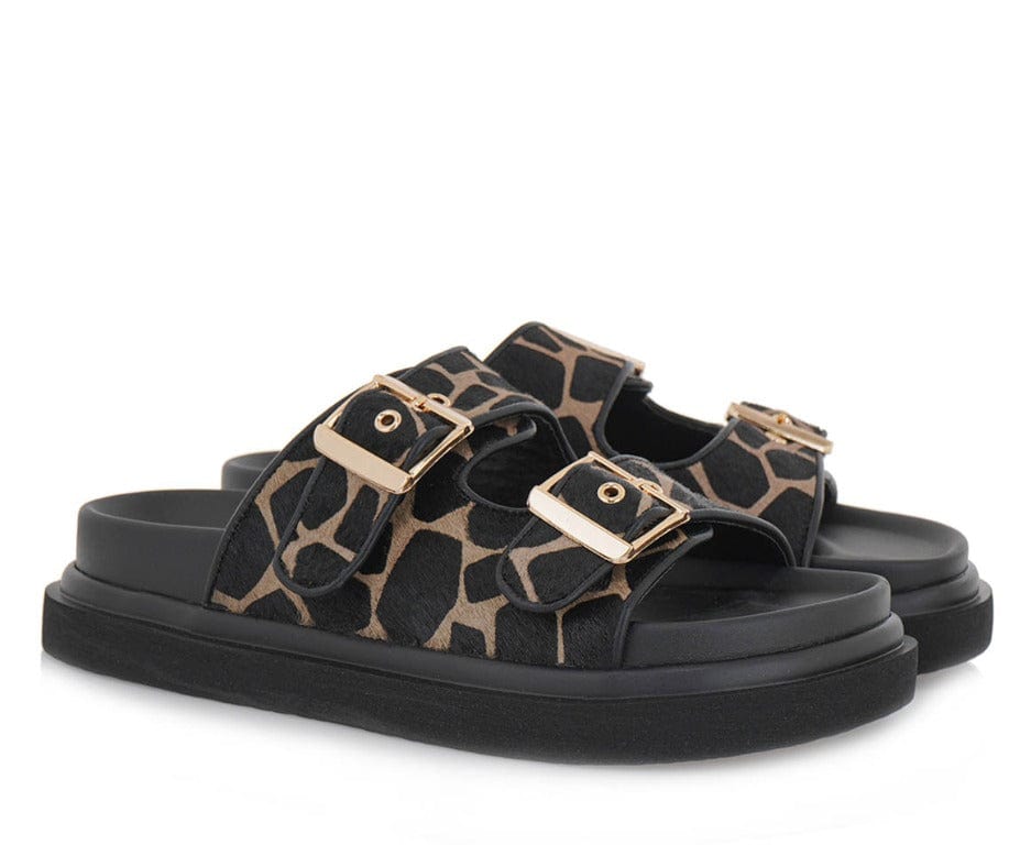Γυναικεία Flats exe 232 black giraffe pony Γυναικεία Flats exe 232 black giraffe pony FLAT SANDALS TSAKIRIS MALLAS