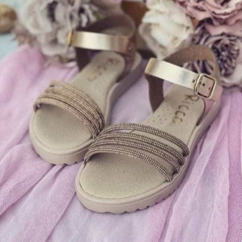 Πέδιλα με στρας T30164N3 χαλκός-La Scarpa Shoes Πέδιλα με στρας T30164N3 χαλκός La Scarpa Shoes