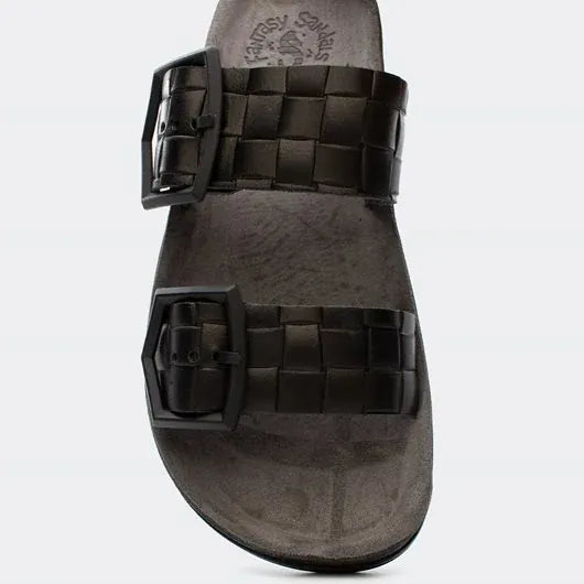 Γυναικεία σανδάλια black leather Fantasy S331 Γυναικεία σανδάλια black leather Fantasy S331 FLAT SANDALS FANTASY SANDALS