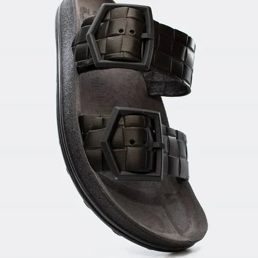 Γυναικεία σανδάλια black leather Fantasy S331 Γυναικεία σανδάλια black leather Fantasy S331 FLAT SANDALS FANTASY SANDALS