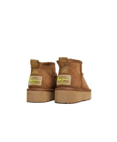 Γυναικεία μποτάκια Pepe Jeans με γουνάκι PLS50536 beige BOOTS PEPE JEANS