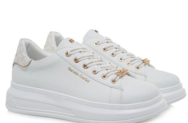 Γυναικεία Sneakers Renato Garini 258 Λευκό πλατίνα στάμπα CASUAL TSAKIRIS MALLAS