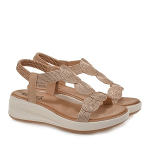 Γυναικεία σανδάλια ροζ/χρυσό μακραμέ Exe 112 Γυναικεία σανδάλια ροζ/χρυσό μακραμέ Exe 112 FLAT SANDALS TSAKIRIS MALLAS