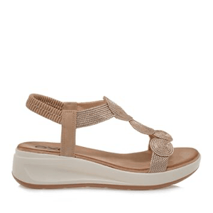 Γυναικεία σανδάλια ροζ/χρυσό μακραμέ Exe 112 Γυναικεία σανδάλια ροζ/χρυσό μακραμέ Exe 112 FLAT SANDALS TSAKIRIS MALLAS