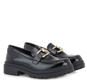 Γυναικεία μοκασίνια Exe 702 μαύρο χρυσό-La Scarpa Shoes Γυναικεία μοκασίνια Exe 702 μαύρο χρυσό WOMEN MOCASSINS TSAKIRIS MALLAS