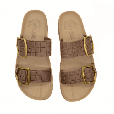 Γυναικεία σανδάλια Fantasy S331 brown leather raffia Γυναικεία σανδάλια Fantasy S331 brown leather raffia FLAT SANDALS FANTASY SANDALS