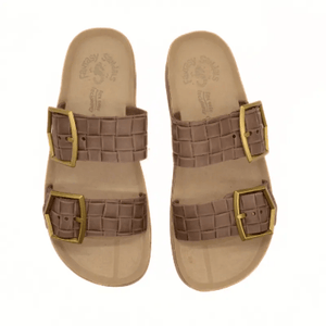 Γυναικεία σανδάλια Fantasy S331 brown leather raffia Γυναικεία σανδάλια Fantasy S331 brown leather raffia FLAT SANDALS FANTASY SANDALS