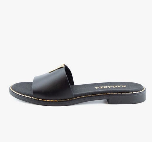 Γυναικεία  φλατ πέδιλα Ragazza 01025 μαύρο FLAT SANDALS RAGAZZA