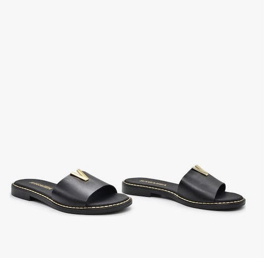 Γυναικεία  φλατ πέδιλα Ragazza 01025 μαύρο FLAT SANDALS RAGAZZA