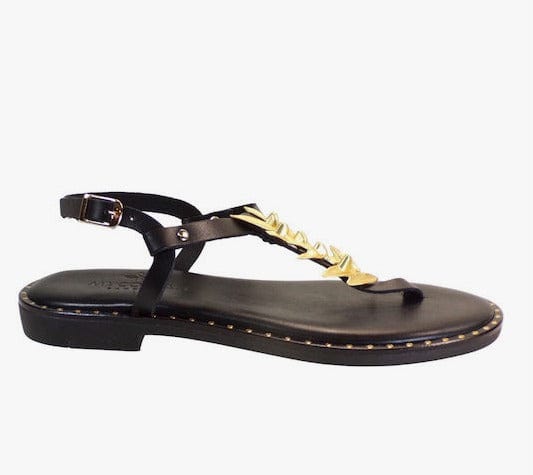 Myconian greek sandals 22581 μαύρο FLAT SANDALS ROBINSON WOMEN