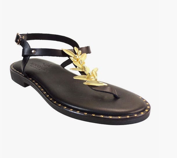 Myconian greek sandals 22581 μαύρο FLAT SANDALS ROBINSON WOMEN