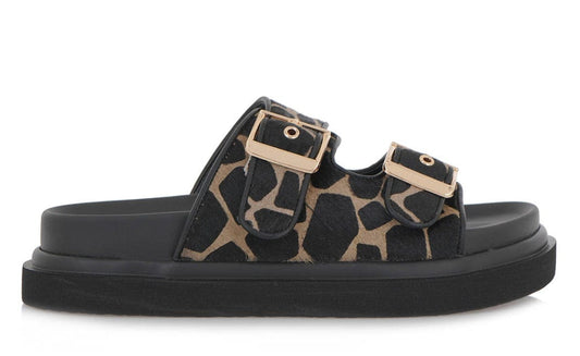 Γυναικεία Flats exe 232 black giraffe pony Γυναικεία Flats exe 232 black giraffe pony FLAT SANDALS TSAKIRIS MALLAS