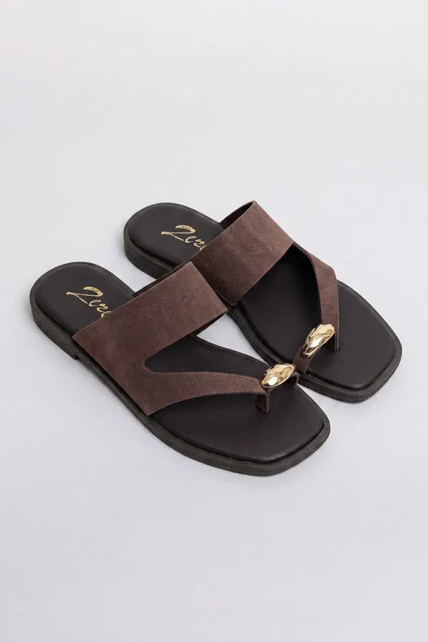 Γυναικεία Flats ZIzel 230 καφέ Γυναικεία Flats ZIzel 230 καφέ FLAT SANDALS zizel