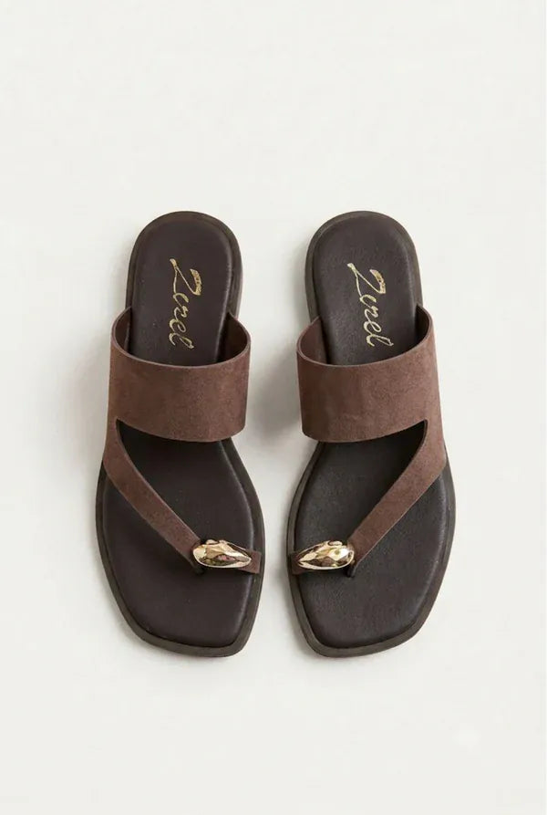 Γυναικεία Flats ZIzel 230 καφέ Γυναικεία Flats ZIzel 230 καφέ FLAT SANDALS zizel