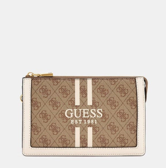 Γυναικεία τσάντα Guess  Abey mini  SS855873latte logo-La Scarpa Shoes Γυναικεία τσάντα Guess  Abey mini  SS855873latte logo Crosswise Guess