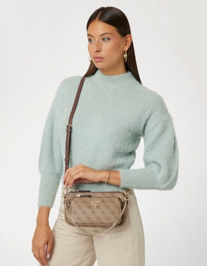 Γυναικεία τσάντα Guess Noelle mini II BBG967271 Latte Logo Γυναικεία τσάντα Guess Noelle mini II BBG967271 Latte Logo Crosswise Guess
