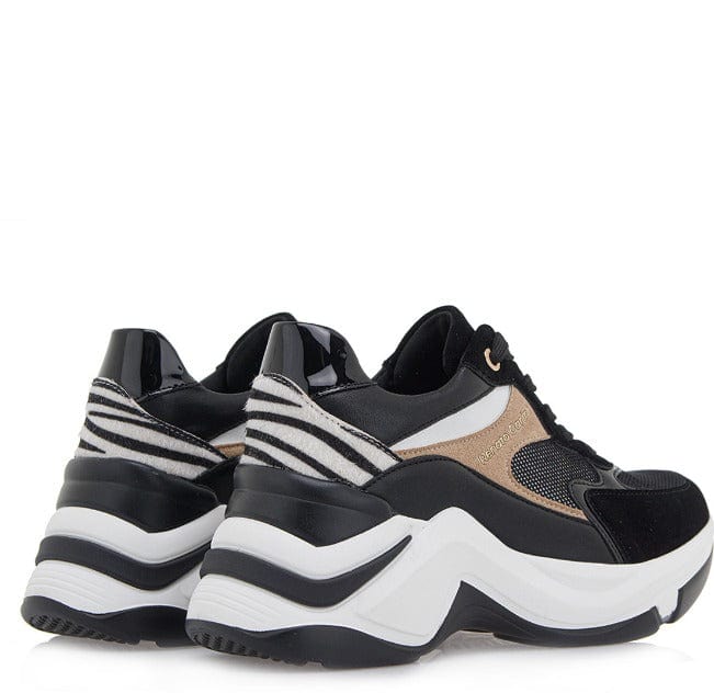 Γυναικεία sneakers Renato Garini 062 μαύρο καμηλό ζεμπρα La Scarpa Shoes