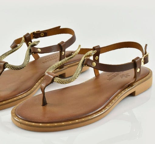 Myconian greek sandals 2282 καφέ-La Scarpa Shoes Myconian greek sandals 2282 καφέ FLAT SANDALS ROBINSON WOMEN