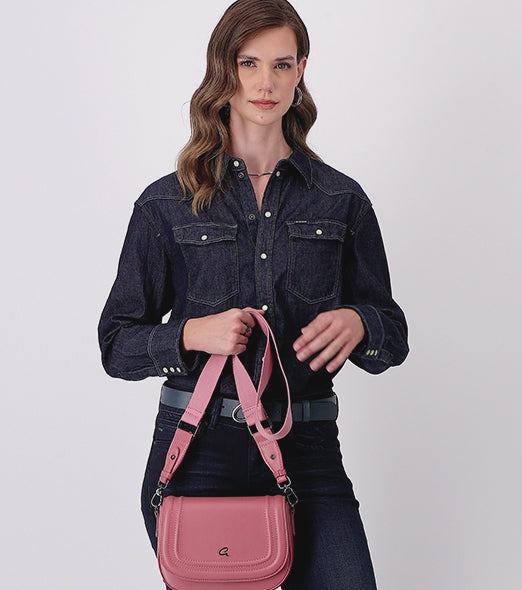 Γυναικεία τσάντα ώμου/χιαστί Dusty pink Axel 1020-0992