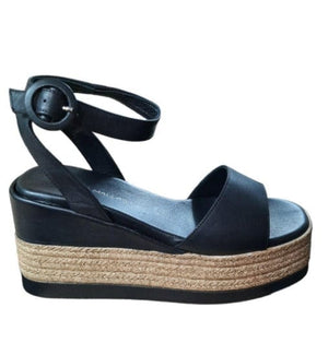 Γυναικείες πλατφόρμες tsakiris mallas μαύρο δέρμα 638 SANDALS TSAKIRIS MALLAS