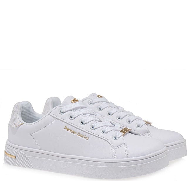 Γυναικεία sneakers Renato Garini 032 λευκό πλατίνα  στάμπα-La Scarpa Shoes Γυναικεία sneakers Renato Garini 032 λευκό πλατίνα  στάμπα CASUAL TSAKIRIS MALLAS