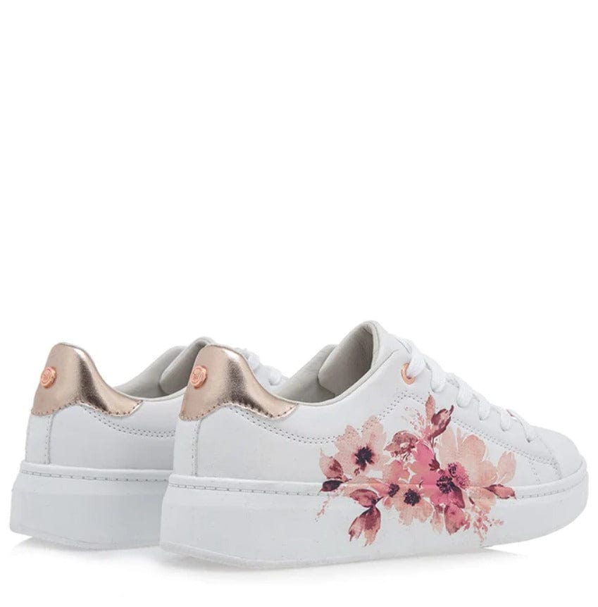 Γυναικεία sneakers Renato Garini 219 λευκό ροζ λουλούδι-La Scarpa Shoes Γυναικεία sneakers Renato Garini 219 λευκό ροζ λουλούδι CASUAL TSAKIRIS MALLAS