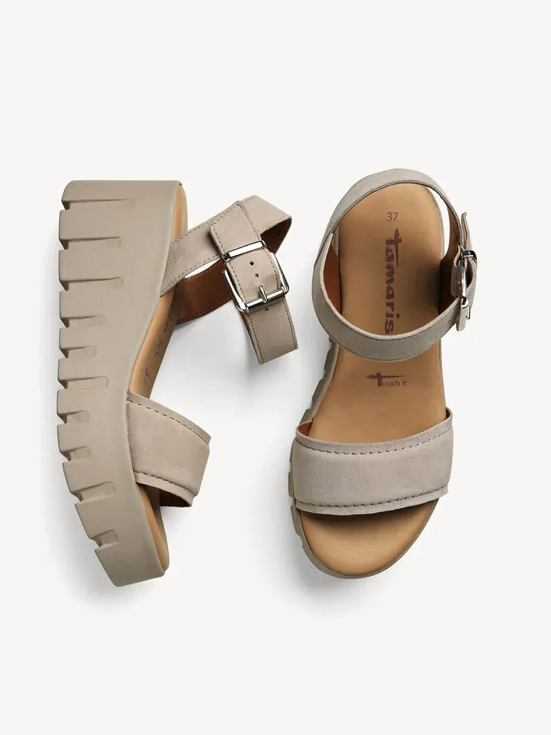 Γυναικεία σανδάλια Taupe Suede Tamaris 1-28722 Γυναικεία σανδάλια Taupe Suede Tamaris 1-28722 FLAT SANDALS TAMARIS