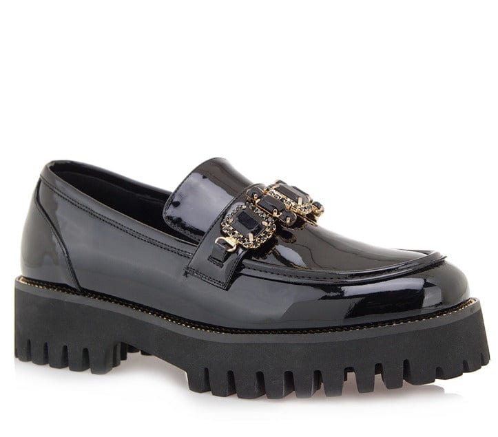 Γυναικεία Loafers μαύρα PB6252-H796 WOMEN MOCASSINS TSAKIRIS MALLAS