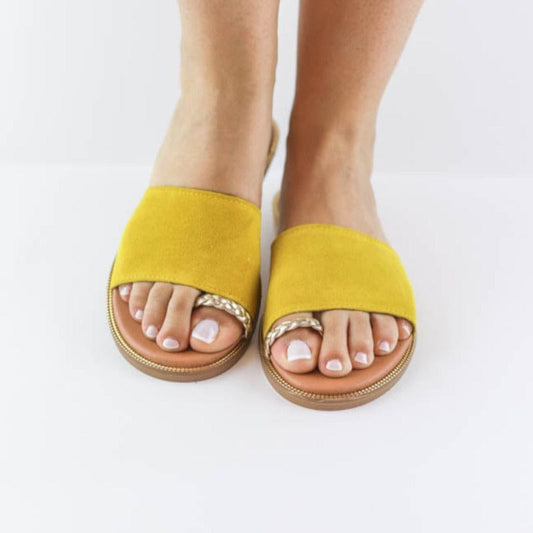 Γυναικεία φλάτ σανδάλια 170 κίτρινο -La Scarpa Shoes Γυναικεία φλάτ σανδάλια 170 κίτρινο FLAT SANDALS La Scarpa