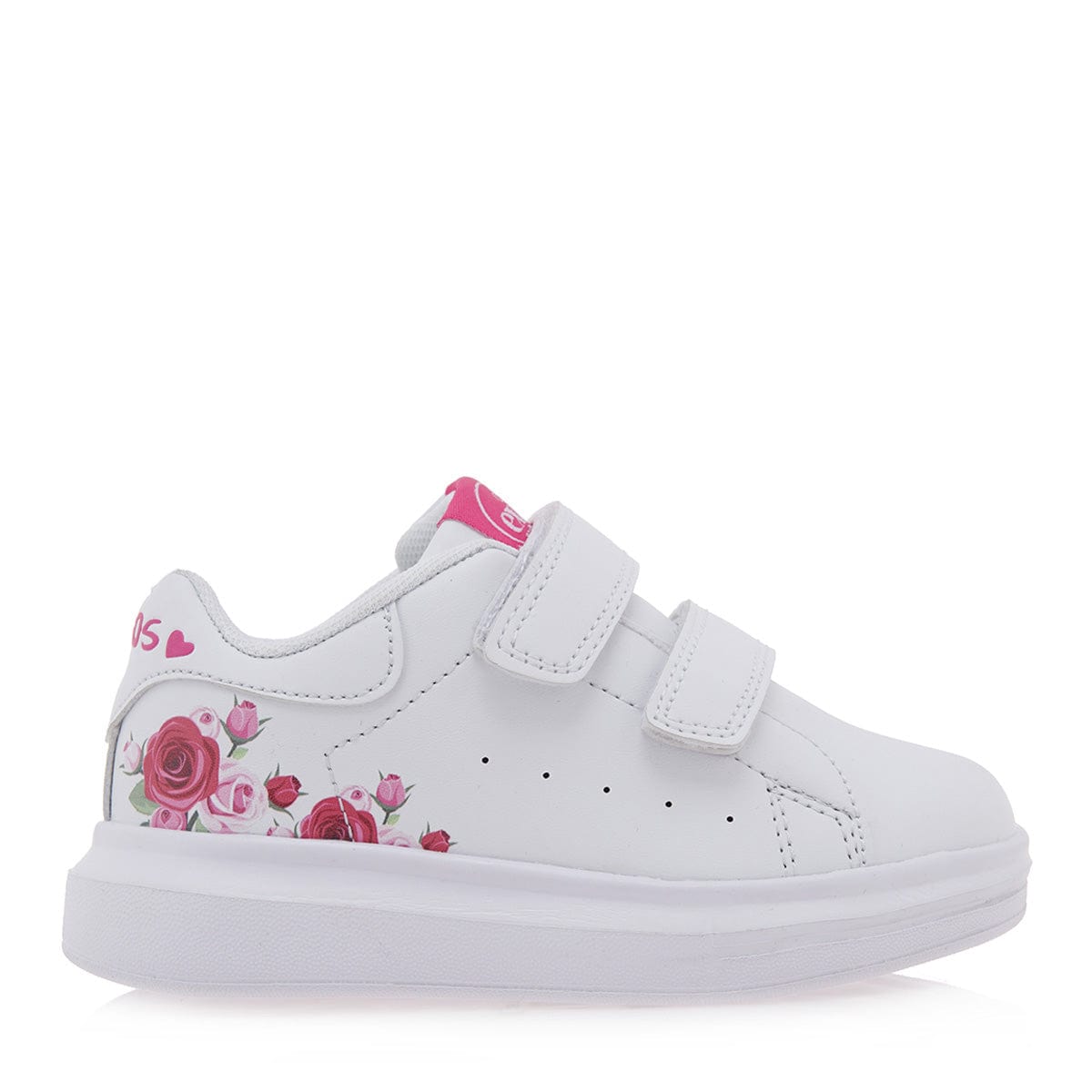 Exe Kids sneakers λευκό λουλούδι φούξια / αυτοκόλλητο 422-La Scarpa Shoes Exe Kids sneakers λευκό λουλούδι φούξια / αυτοκόλλητο 422 GIRLS EXE KIDS