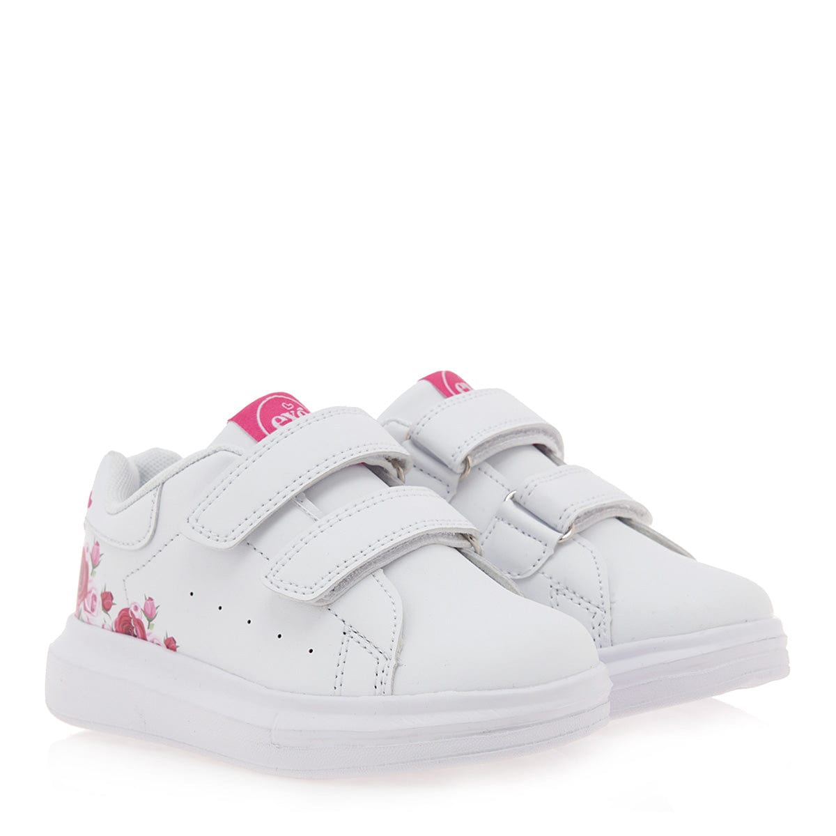 Exe Kids sneakers λευκό λουλούδι φούξια / αυτοκόλλητο 422-La Scarpa Shoes Exe Kids sneakers λευκό λουλούδι φούξια / αυτοκόλλητο 422 GIRLS EXE KIDS