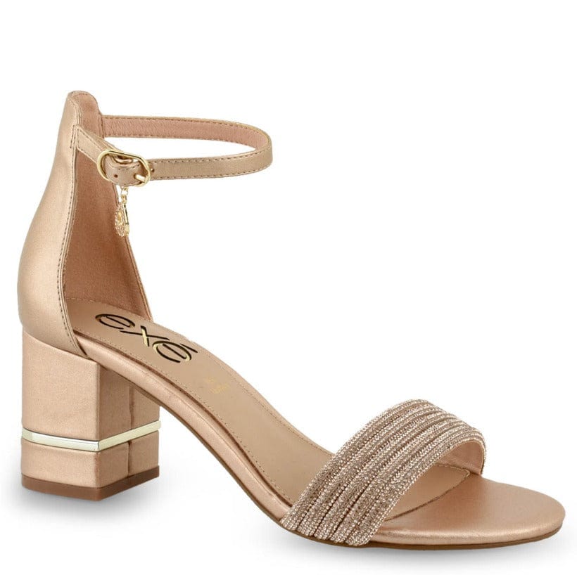 Γυναικεία πέδιλα Exe penny 296 ροζ χρυσό στρας-La Scarpa Shoes Γυναικεία πέδιλα Exe penny 296 ροζ χρυσό στρας SANDALS TSAKIRIS MALLAS