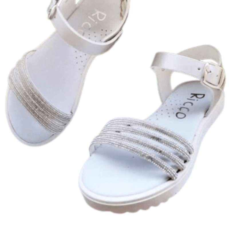 Πέδιλα με στρας Ricco Mondo  T30164N3 ασημί -La Scarpa Shoes Πέδιλα με στρας Ricco Mondo  T30164N3 ασημί La Scarpa Shoes