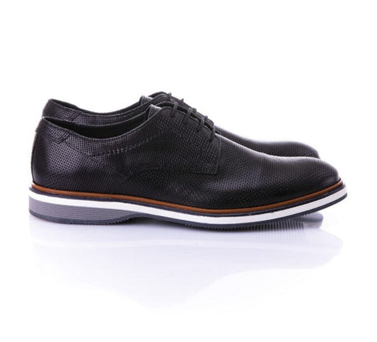 Ανδρικά δερμάτινα παπούτσια Robinson 65705 μαύρο-La Scarpa Shoes Ανδρικά δερμάτινα παπούτσια Robinson 65705 μαύρο Abiye ROBINSON