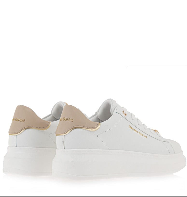 Γυναικεία sneakers Renato Garini 166 λευκό μπεζ-La Scarpa Shoes Γυναικεία sneakers Renato Garini 166 λευκό μπεζ CASUAL TSAKIRIS MALLAS
